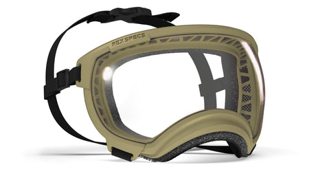 hundebrille fabrikat rex specs in farbe coyote mit klarer scheibe